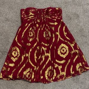Oleg Cassini Fuchsia and Gold A-Line Dress